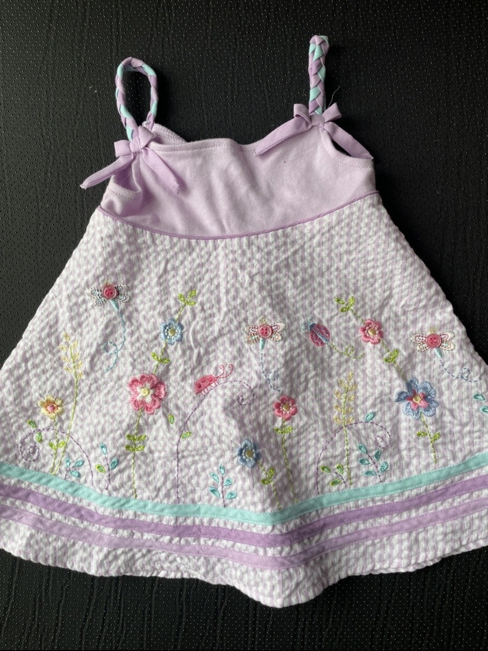 Vintage Youngland Lavender Embroidered Tank Top with Braided Straps